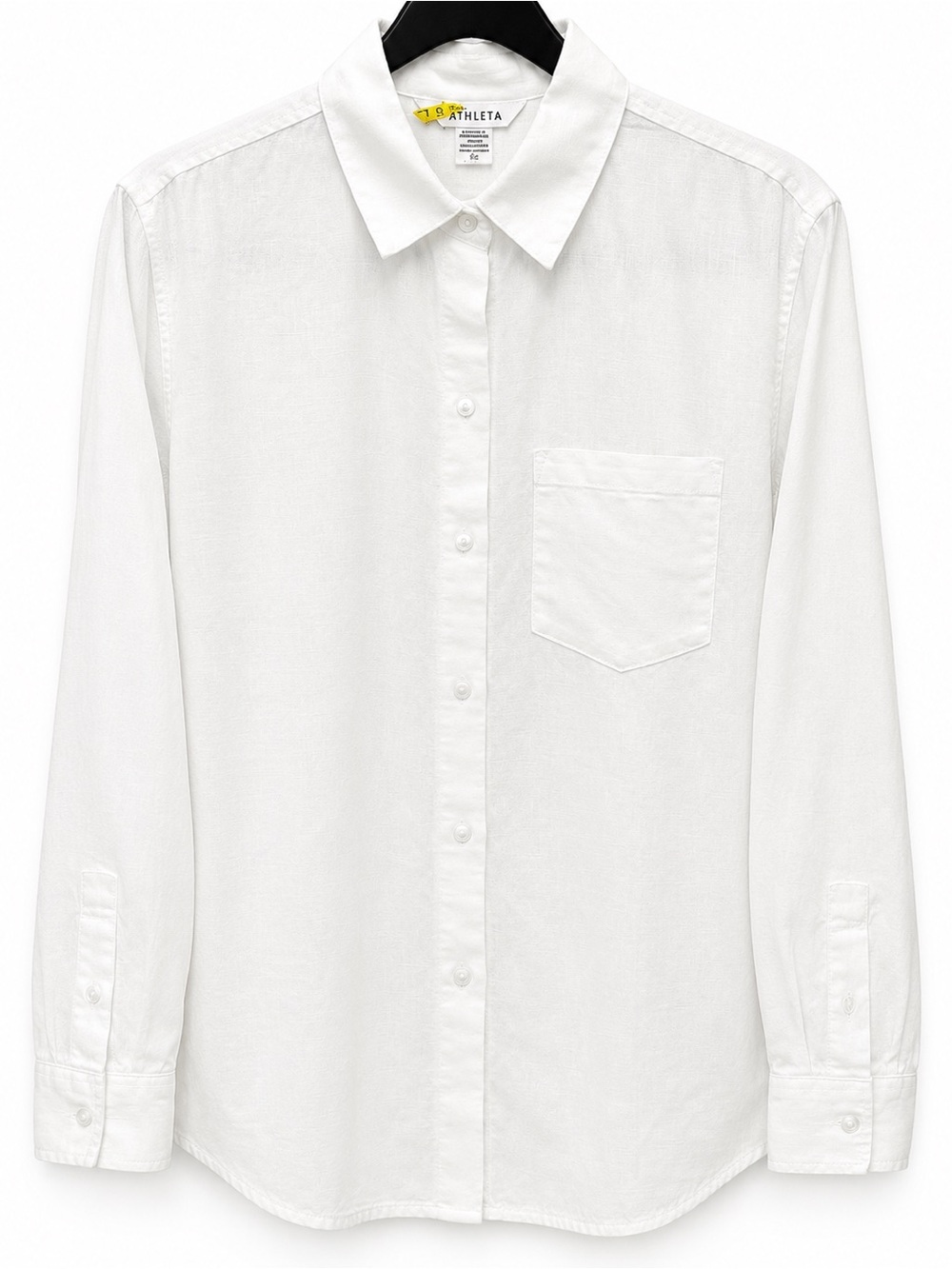 Athleta White Linen Blend Button-Up Shirt XS | Classic Collared Long Sleeve - Picture 2 of 5